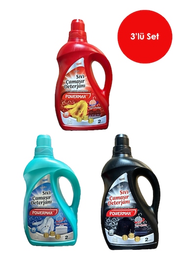 Powermax 3 Adet Sıvı Deterjan 2 Litre -rnl-pwrmx005