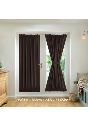 Vkemall 2 Adet Kahverengi Gölgeli Perde Seti - 63x182cm, Üç Katlı Örgü, Isı Ve Gürültü Yalıtımı, Makine Yıkama Uygun, Ayna Kordonlu Kahverengi