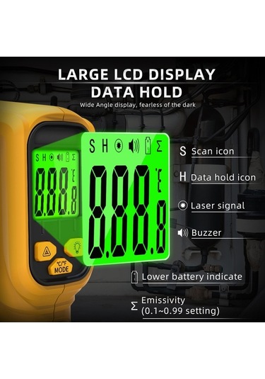 Supermarket1 Bsıde-h2 Lazerli Termometre -50 C İle 530 C Aralığında Hassas Ölçüm