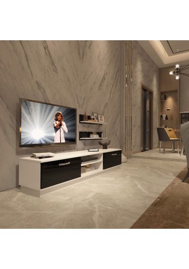 Decoraktiv Eko 4b Mdf Dvd Tv Ünitesi Tv Sehpası Beyaz - Siyah