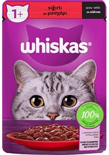 Whiskas Pouch Sos İçinde Sığır Etli Yetişkin Kedi Konservesi 28 x 85 G