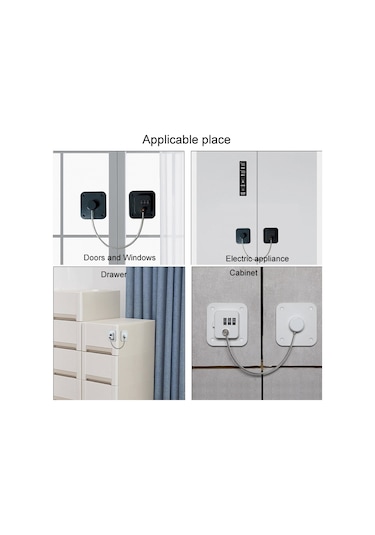 Sones Çocuk Güvenlik Kilidi Deliksiz Pencere Sınırlayıcı Buzdolabı Çekmece Dolap Kombinasyon Kilidi, Özellikler: 2-bit Siyah Çok Renkli