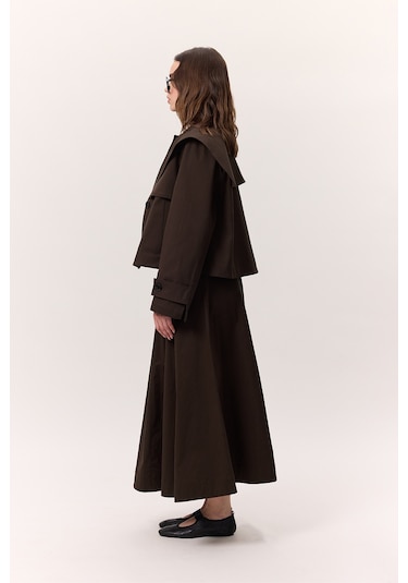 Cep Detaylı Geniş Etek Kahverengi Kahverengi