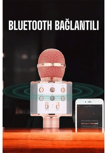 Kablosuz Bluetooth Karaoke Mikrofon Usb Ve Aux Girişli, Yüksek Se