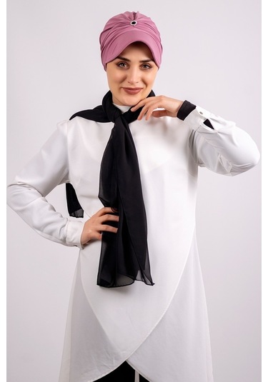 Gül Kurusu Pratik Hazır Geçmeli Tesettür Bone Viskon Kumaş Şapkal Gülkurusu