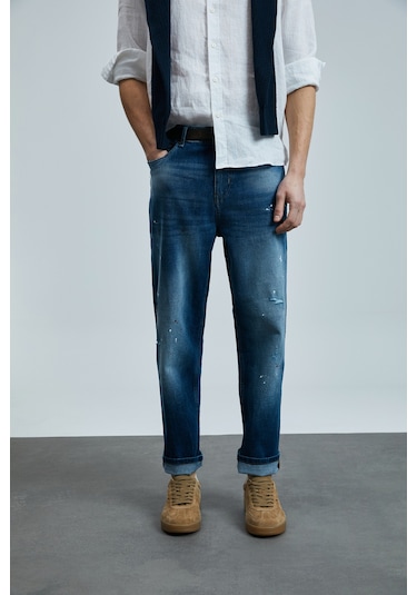 Lufian Salvator Smart Jean Erkek Pantolon Slim Fit Mavi Mavi 111200205100300 Mavi