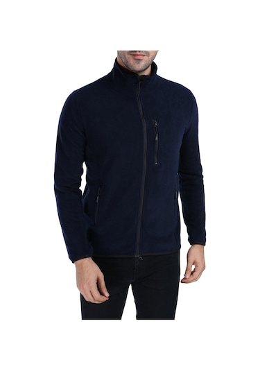 Ghassyco. Erkek Tam Fermuarlı Polar Ceket Siyah