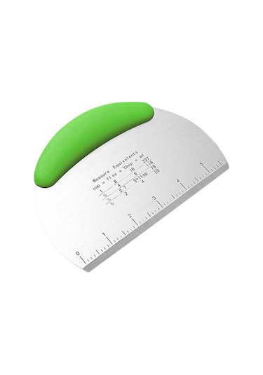 Yeşil Hamur Kesici Paslanmaz Çelik Tezgah Kazıyıcı Çift Ölçekli Tasarım Kaymaz Sap Ev İçin Hamur Kesici Alet