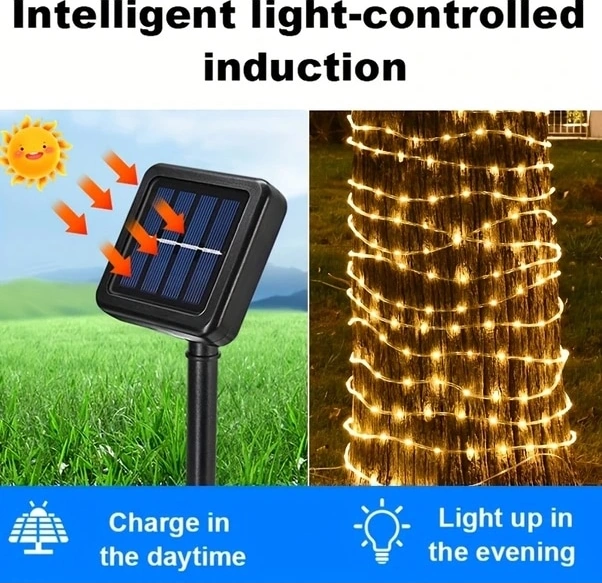 Trendooze Güneş Enerjili 8 Modlu 866 İnç Led Şerit Işık Bahçe Partisi