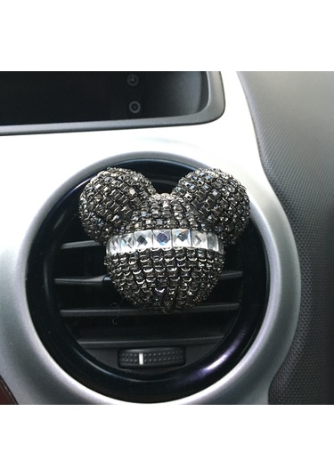 Kristal Taşlı Panda Havalandırma Klips Oto Kokusu Siyah