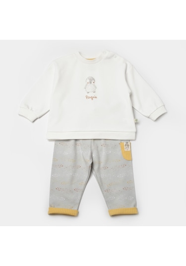 Biorganic Penguin Club 2'li Bebek Takım 59809 Ekru - Gri