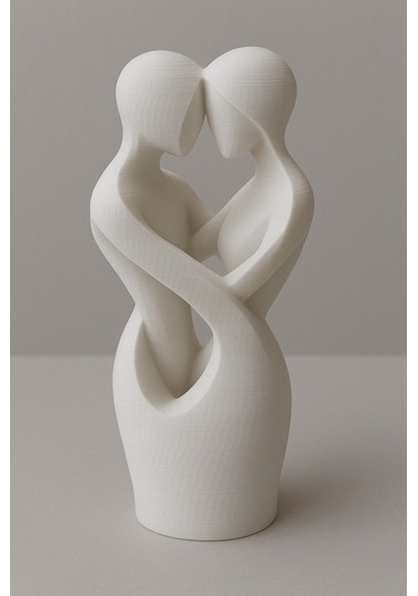 Aşıkların Kucaklaşması Heykeli Ufak Boyut 13cm Beyaz Sevgiler Günü