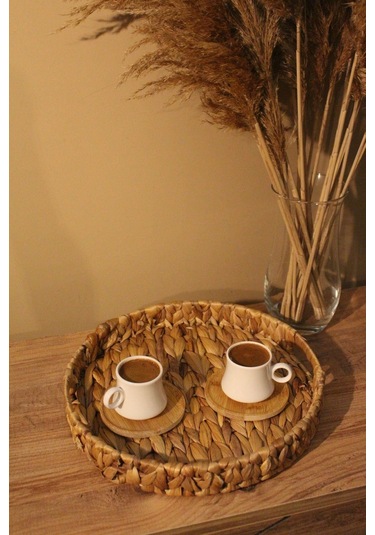 Hasır Su Sümbülü Yuvarlak Tepsi Küçük Boy Organizer Düzenleyici Diğer