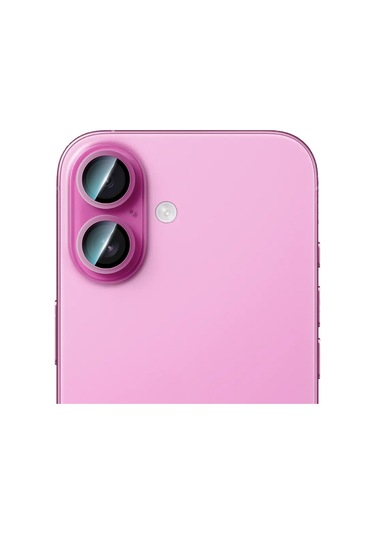 İphone 16 Uyumlu Caseworld Alloy Two-color Serisi Lens Koruyucu Pembe