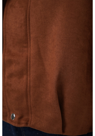 Kadın Oversize Süet Ceket 1055 - Y.kiremit Kiremit