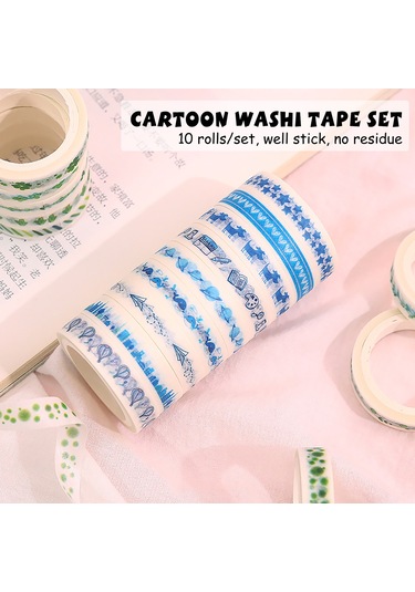 Reedark "10 Rulo Renkli Washi Bant Seti - Dıy Günlük, Planlayıcı Ve Hediye Paketleme İçin"