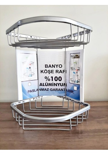 Aüminyum İki Gözlü Banyo Köşelik Şampuanlaık Ömür Boyu Paslanmaz-oscr Çok Renkli