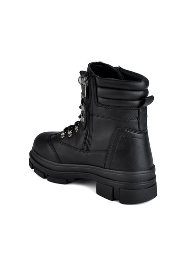 Rahat Bağcıklı Fermuarlı Kadın Bot Siyah