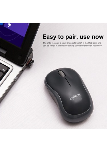 Reedark Logitech M185 Kablosuz Sessiz Ergonomik Mouse - 2.4ghz Alıcılı, Uzun Menzilli, Mavi M185