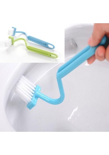 Novahub Mavi Taşınabilir Tuvalet Fırçası Scrubber V-tipi Temizleyici Temiz Fırça Bükülmüş Kase Kolu Mavi