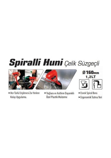 Sgs Spiralli Huni Çelik Süzgeçli Yakıt Hunisi Yağ Hunisi