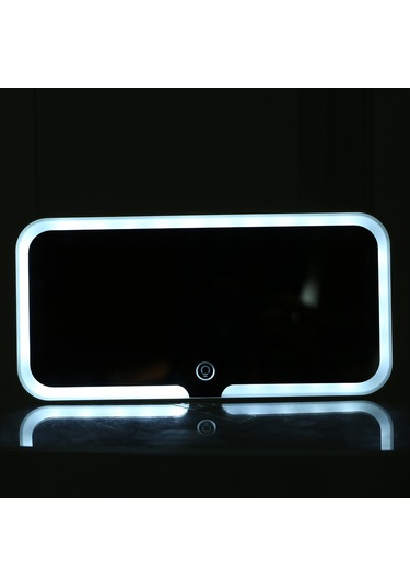 Qingmipy Araç Led Aynalı Makyaj Aydınlatmalı Güneşlik - 3 Renk Aydınlatma, Şarj Kablolu Beyaz