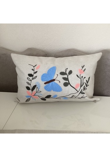 Punch İşlemeli Kelebek Desenli Dekoratif Kırlent Kılıfı Takım Karışık/Çok Renkli