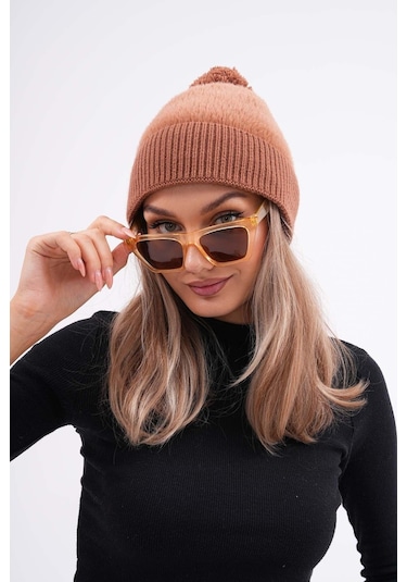 Peluş Ponponlu Bere Kahve