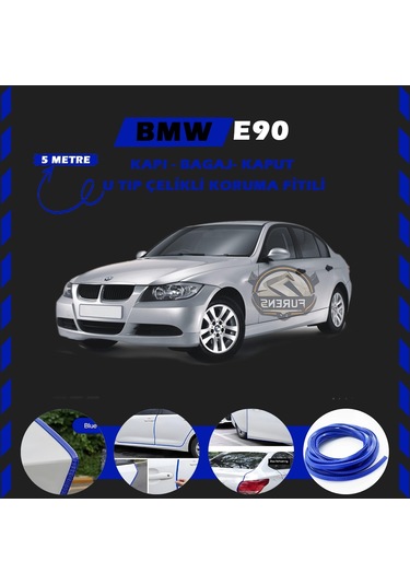 Bmw E90 Oto Araç Kapı Koruma Fitili 5metre Parlak Mavi Renk