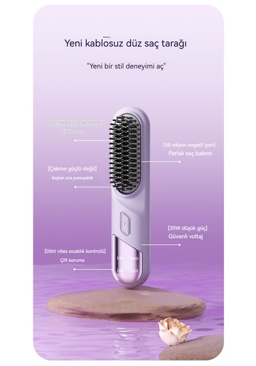 Mini Şarjlı Düzleştirme Tarak Negatif İyon Saç Bakımı-siyah