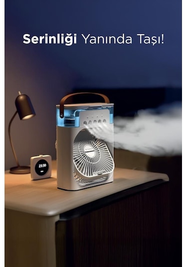 Toria F-17 Mavi Mini Taşınabilir Masaüstü Hava Nemlendirici Fan Vantilatör