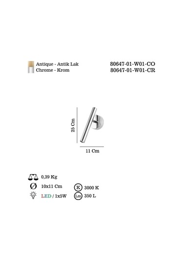Balıva Teklı Krom Ledlı Aplık 3000k Krom