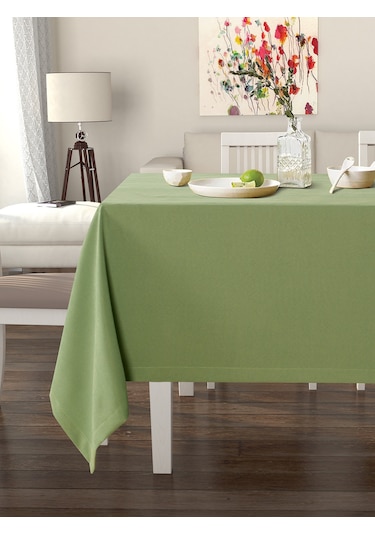 Zeytin Yaprağı Rengi Masa Örtüsü Kadife Dokulu Leke Tutmaz Zeytin Yaprağı