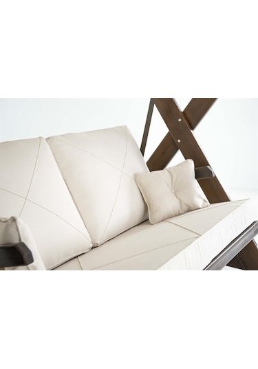 Holox Ladin Ahşap Salıncak Dış Mekan Bahçe, Teras Salıncağı -krem Krem