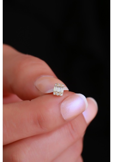 14 Ayar Altın Sıralı Baget Tragus Piercing Sarı