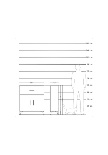 Hyperion Komodin Tek Raflı Tek Çekmeceli 2 Kapaklı 60x44x106 ... Antrasit