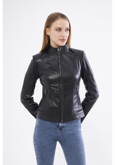 Derinss Dka2325 Hakiki Deri Kadın Siyah Mont 001