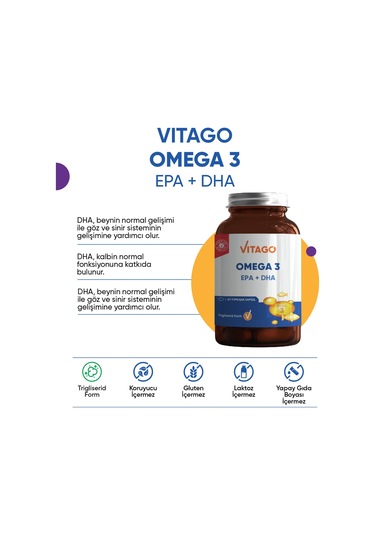 Vitago Omega 3 EPA + DHA 60 Kapsül