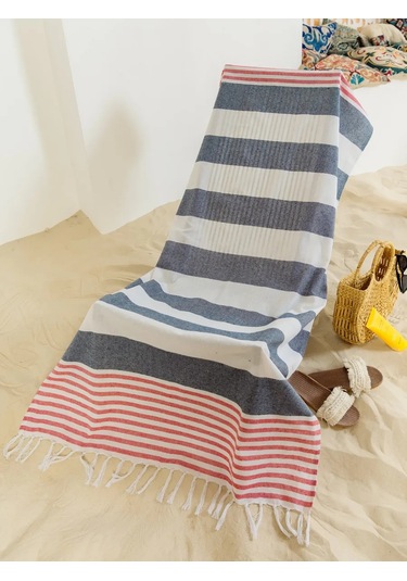 Gang Büyük Plaj Havlusu 90x180 Cm Pamuk Hint 391927931 Bej