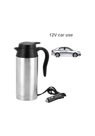 Trendooze Taşınabilir Su Paslanmaz Isıtıcısı Gümüş Elektrikli Araba 750ml 12v/120w Cz