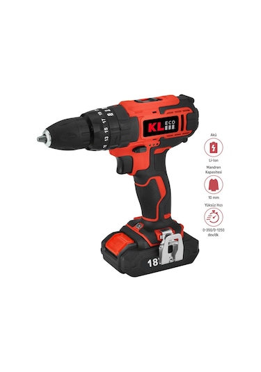 Kleco KE18DM-15 18V 1.5 Ah Li-ion Tek Akülü Darbeli Matkap Vidalama
