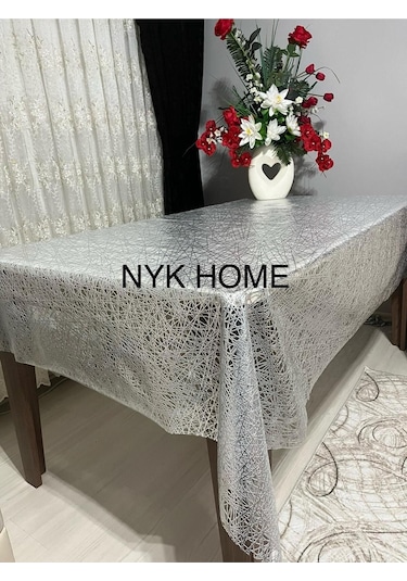 Nyk Home Hasır Desen Lüks Pvc Silinebilir Masa Örtüsü Tüm Renk Ve Ölçüler Gri