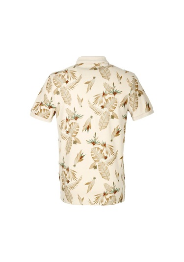 Erkek Bej Baskılı Slim Fit Dar Kesim Polo Yaka %100 Pamuk T-shirt Ncs Jeans 1178-bej Bej