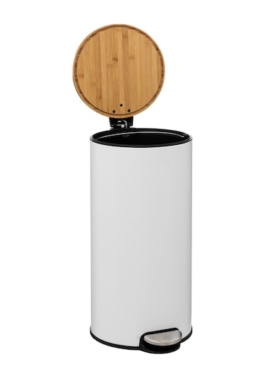 5five Çöp Kovaları Simply Smart Bambou 30 Lt Metal Beyaz