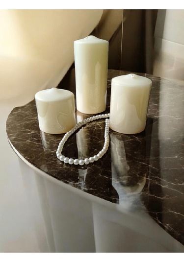 Denic 3 lü Mum Seti Krem Blok Mum Baton Mum Silindir Mum