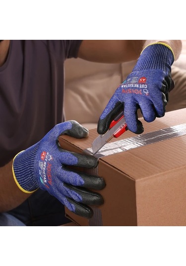 Willowhaven Mavi 5 Seviye Kesilmeye Dayanıklı İş Eldiveni - Pu Kaplama Kaymaz Nefes Alabilir