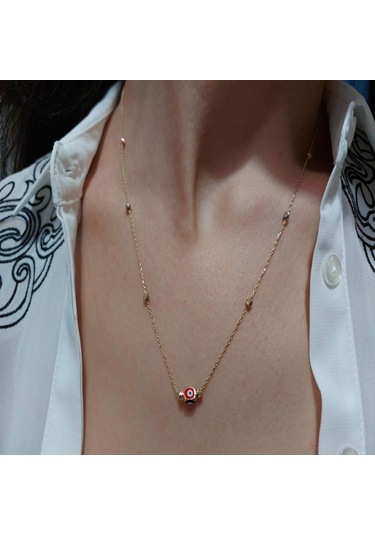 Altınbeyi Dorikalı Nazar Boncuklu Kolye 14 Ayar Altın 2.90 Gram