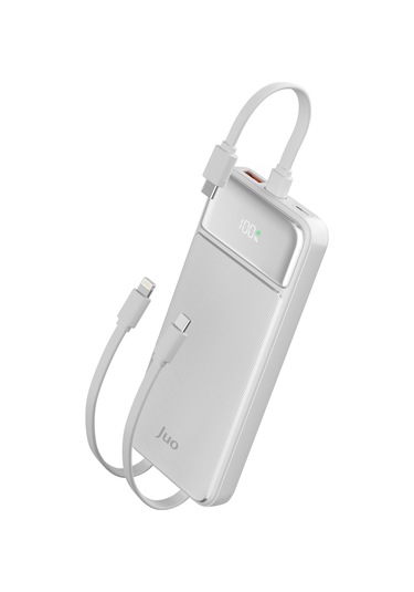 Juo MT03276 10000 mAh 22.5 W Led Lightning- Type-C Kablolu Powerbank Beyaz