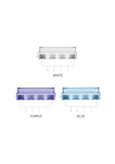 Novahub Pratik Banyo Rafı - Diş Fırçası & Havlu Askısı, Beyaz, Ppr Malzeme, Kısa Montaj Beyaz