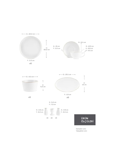 Karaca  Elegance Bone Favaro 38 Parça 6 Kişilik Kahvaltı Takımı Gold